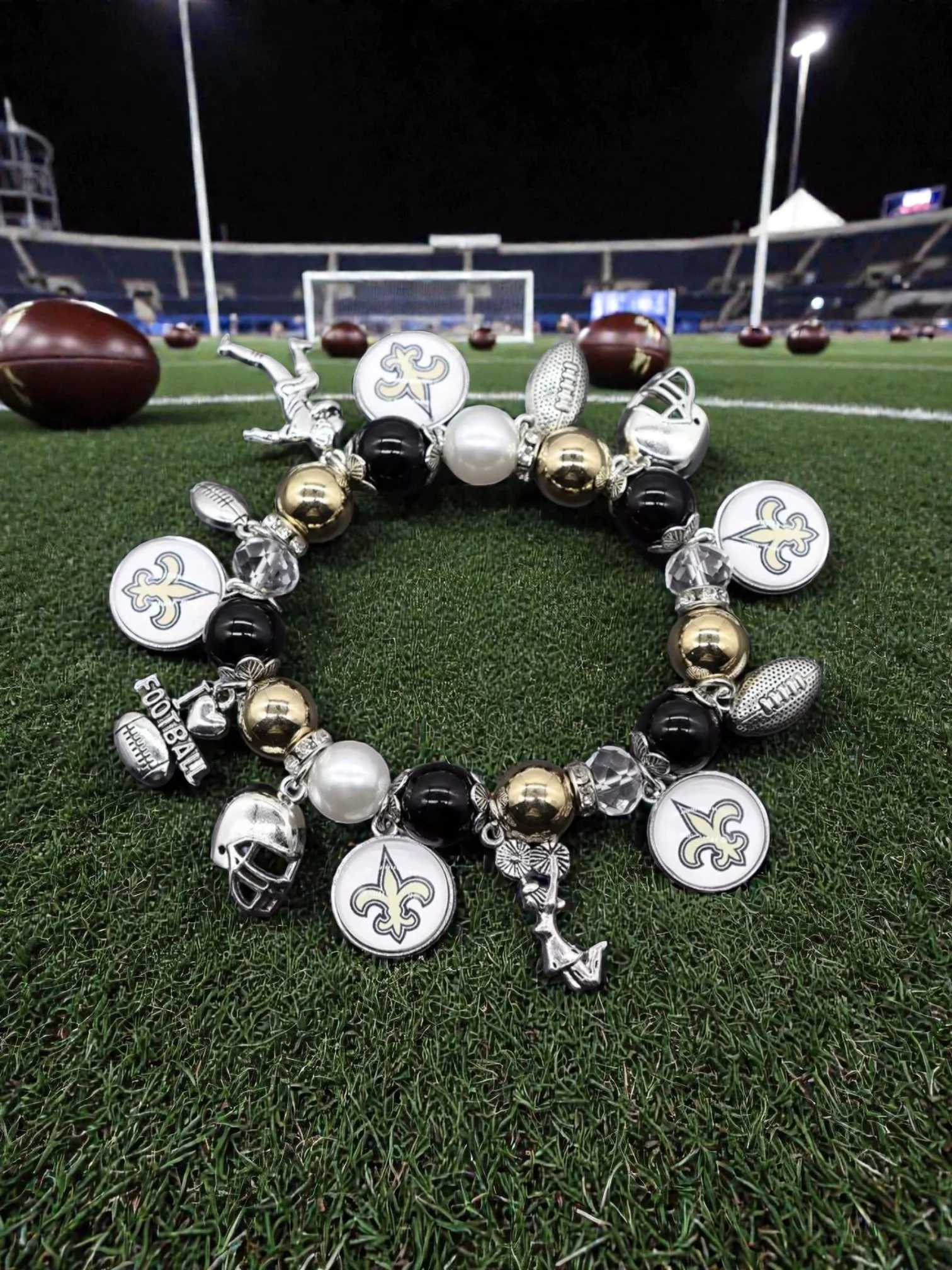 B101 Fan Charm Bracelet - Football Edition (New Orleans Saints)