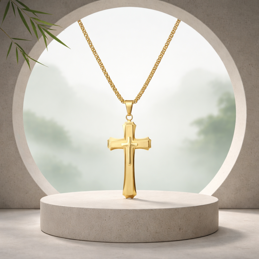D10 Gold-Plated Cross Pendant Necklace
