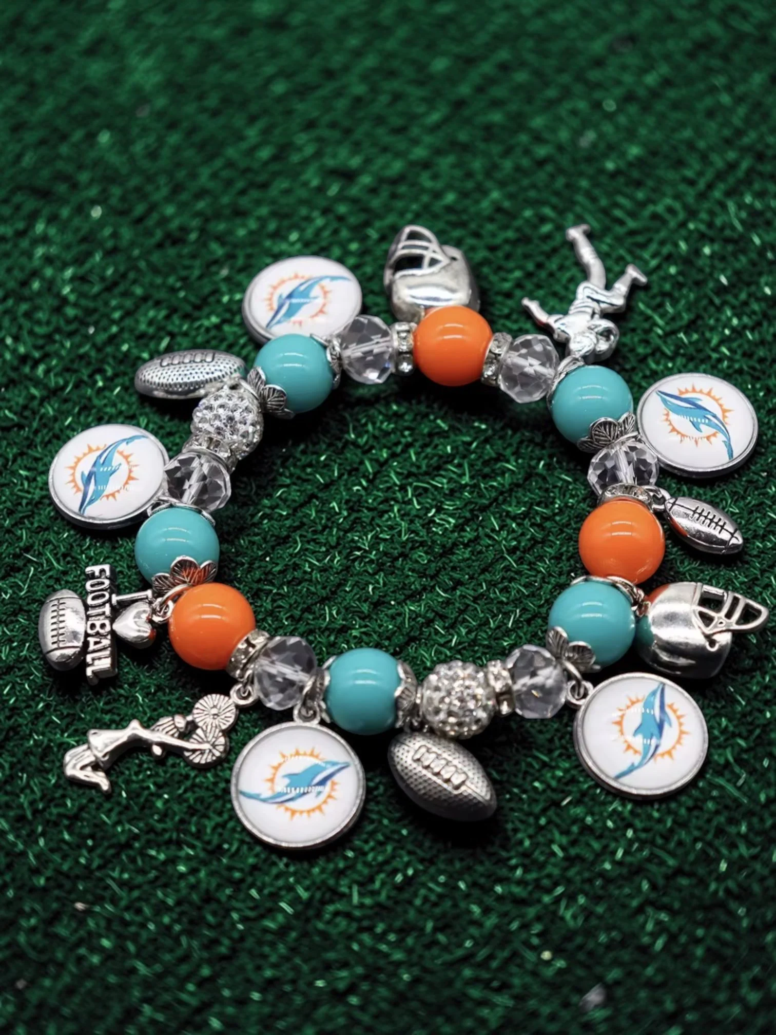 B115 Fan Charm Bracelet - Football Edition Miami Dolphins