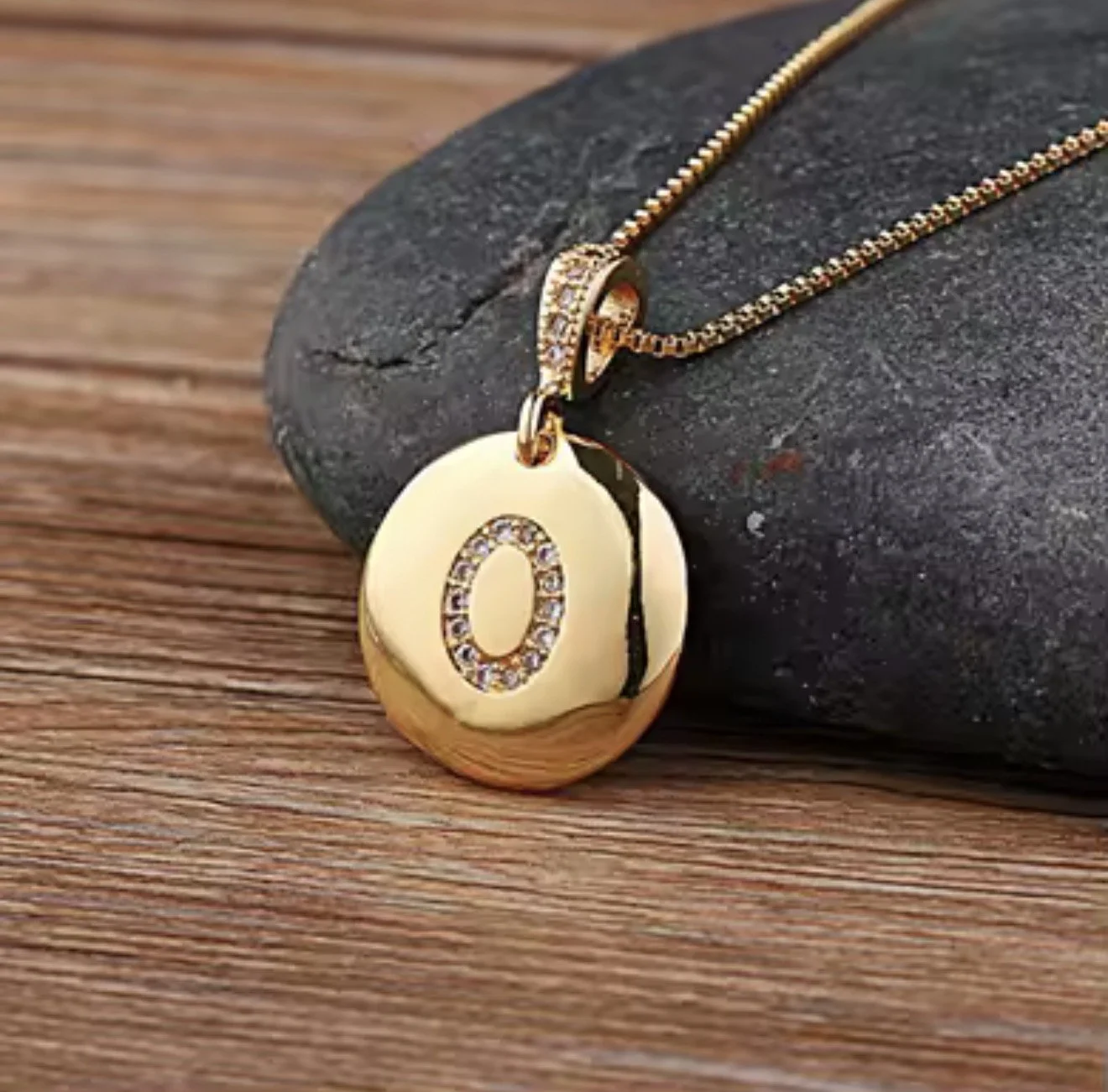 Gold-Plated Initial Pendant Necklace
