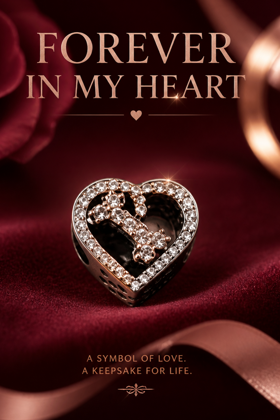 'Forever in My Heart' Crystal Charm