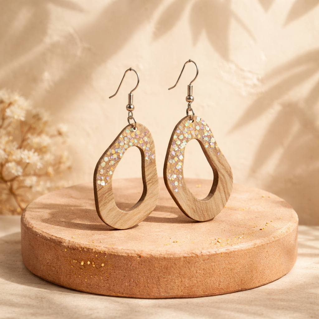 E25 Sparkling Nature Wooden Earrings
