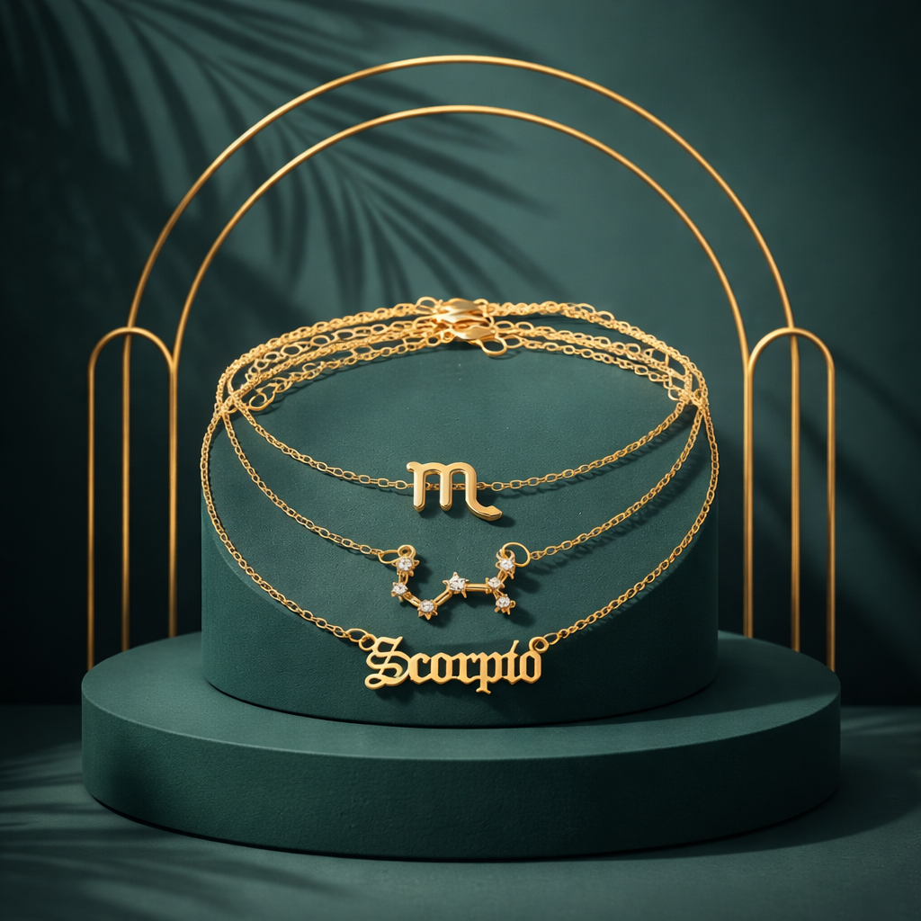 AB012 Scorpio Gold Necklace Trio