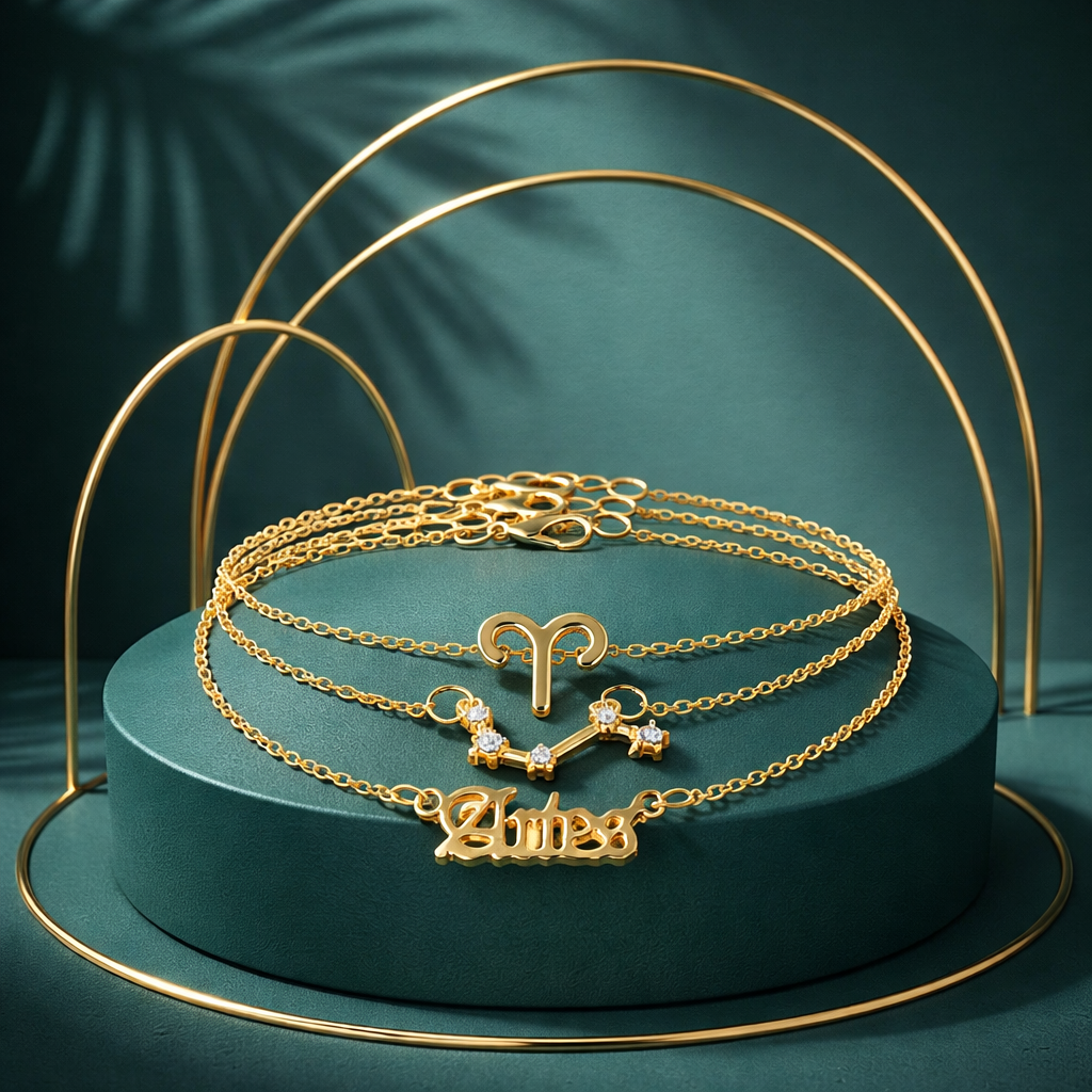 AB001 Aries Zodiac Bracelet in Gold