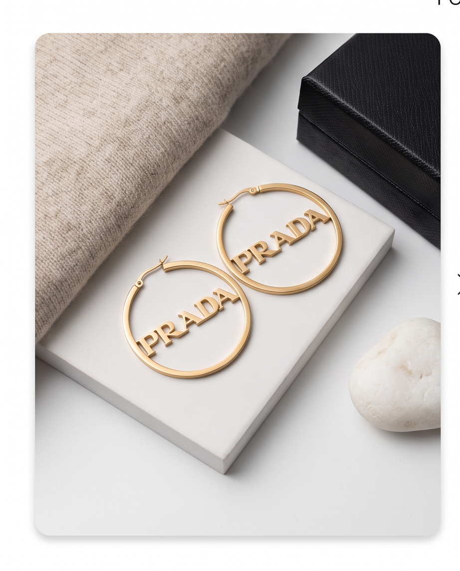 Luxury Logo Gold Hoop Earrings