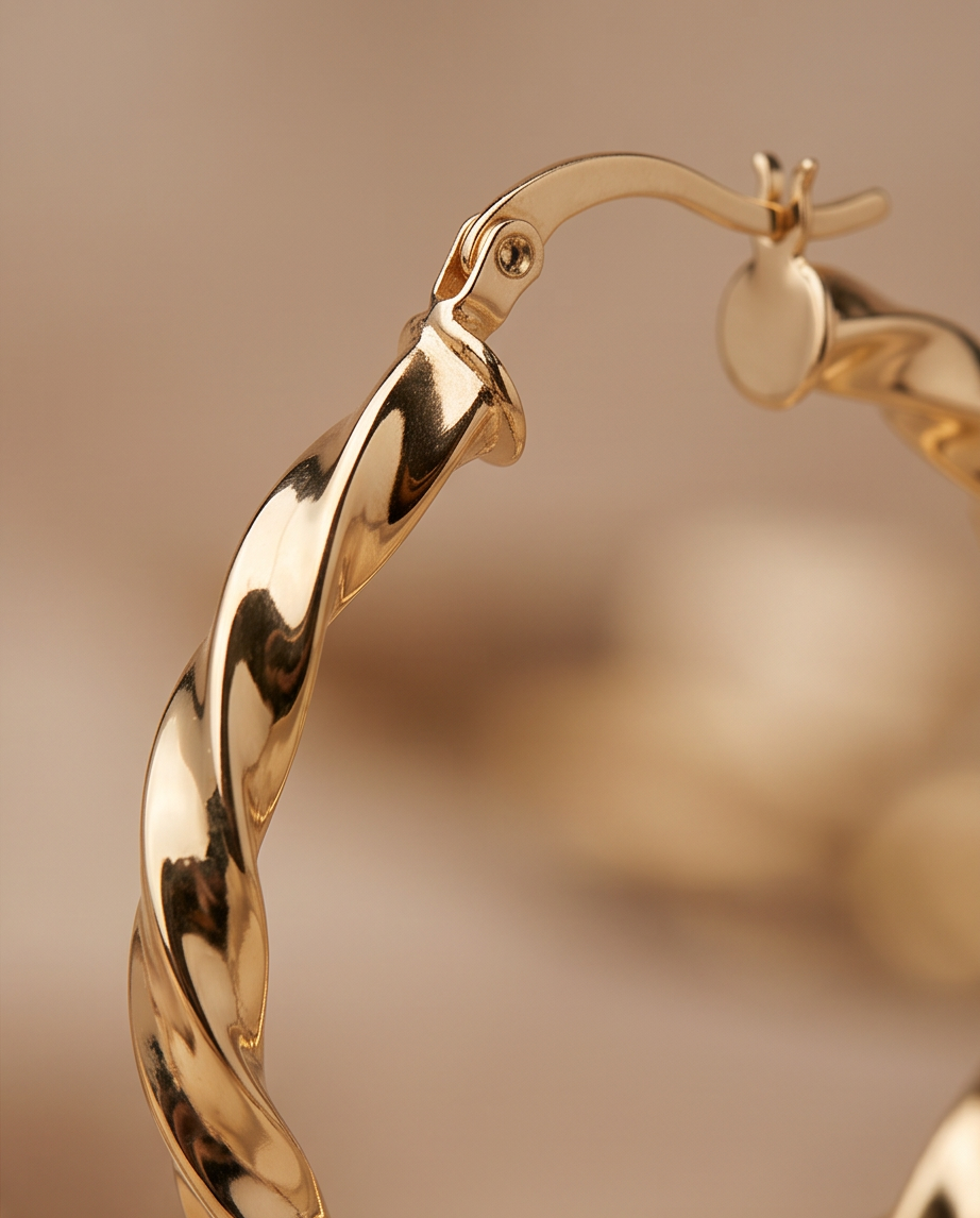 Twisted Gold Hoop Earrings