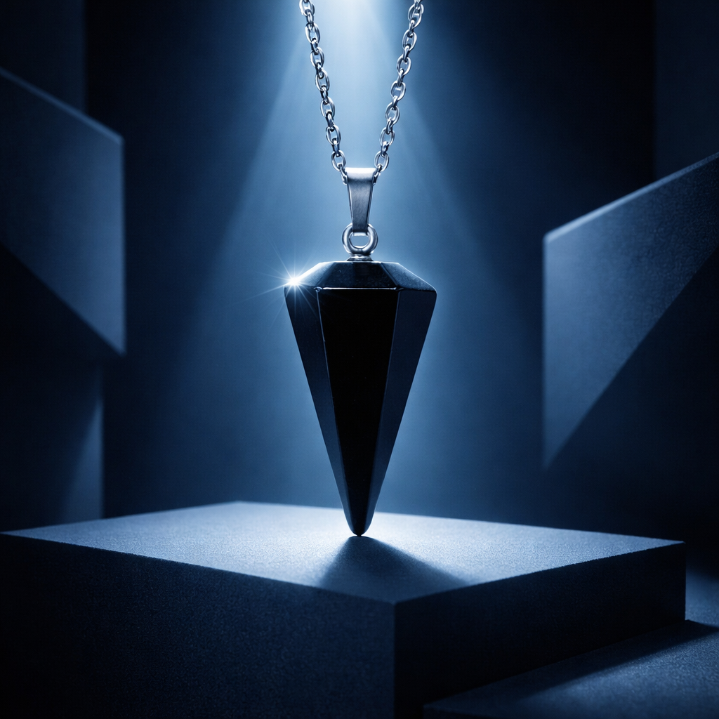 S506 Geometric Black Onyx Pendant Necklace