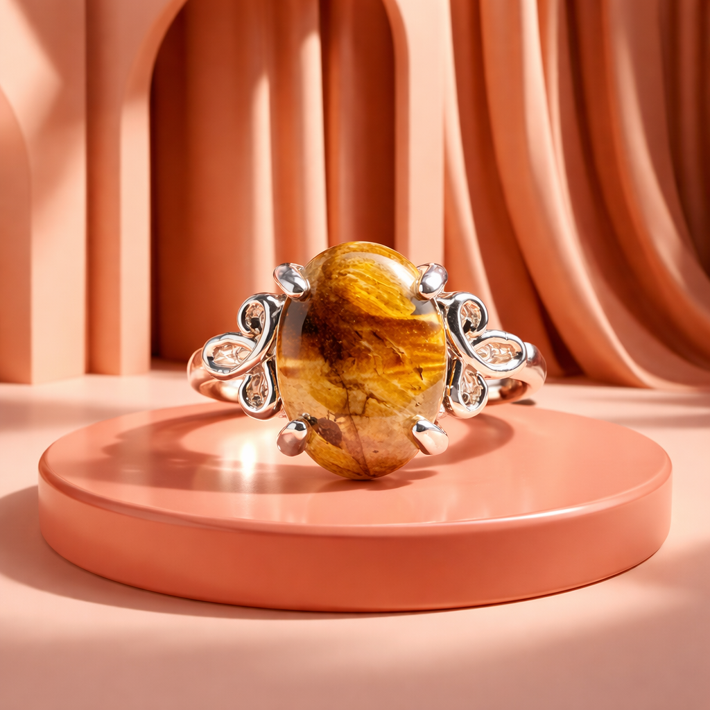SR920  TIger Eye Elegance Silver Ring Only Size-9