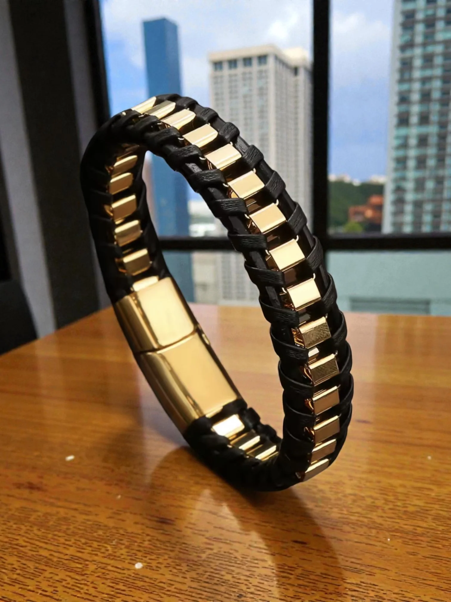 BL038 Black Composite Link Bracelet