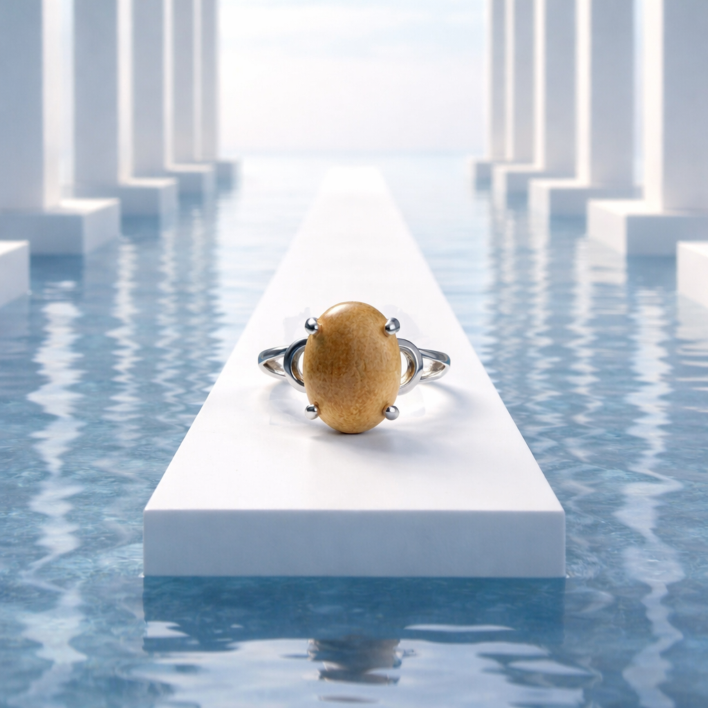 SR922 Sandalwood Stone Silver Ring Only Size-922