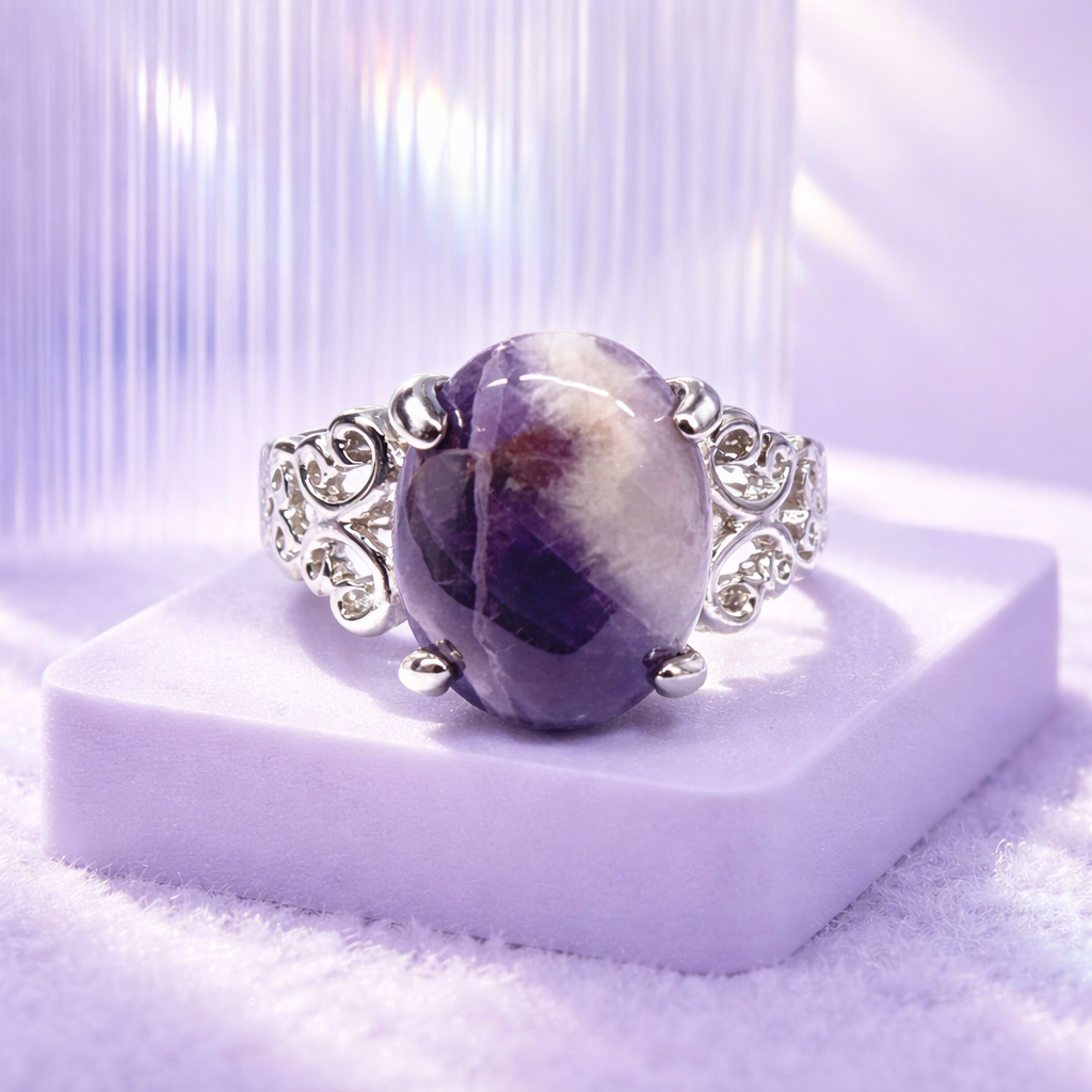SR813 Amethyst & Opal Filigree Ring