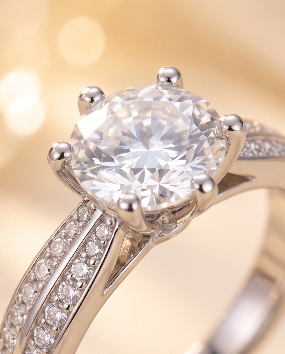 Sterling SilverRadiant Elegance Cubic Zirconia Engagement Ring #0084
