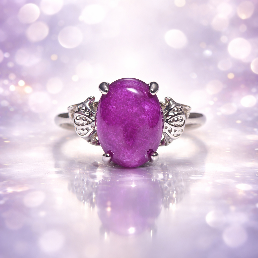 SR762 Elegant Purple Gemstone Filigree Ring Only Ring Size -8