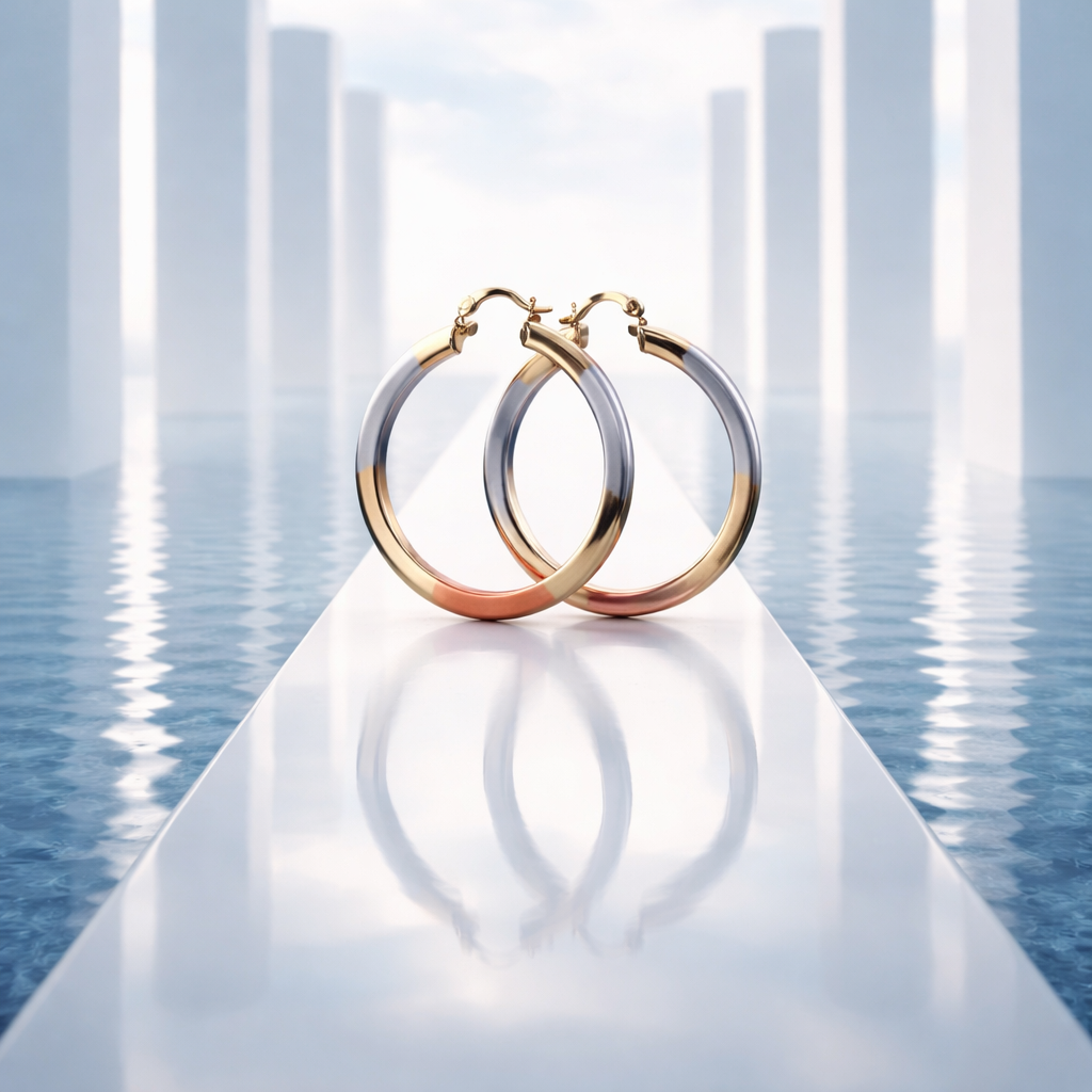 Tri-Tone Elegance Hoop Earrings