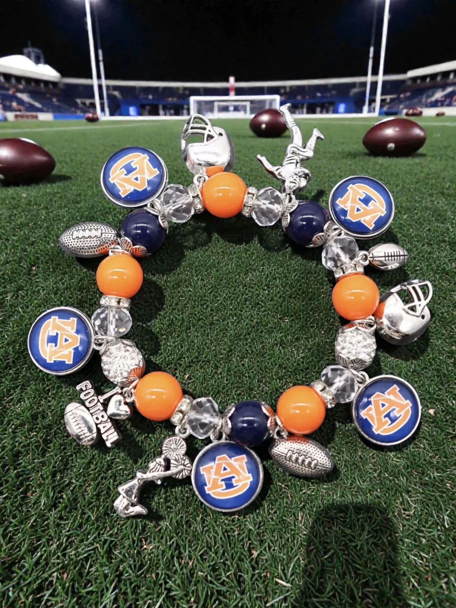 B107 Fan Charm Bracelet - Football Edition Auburn University Tigers