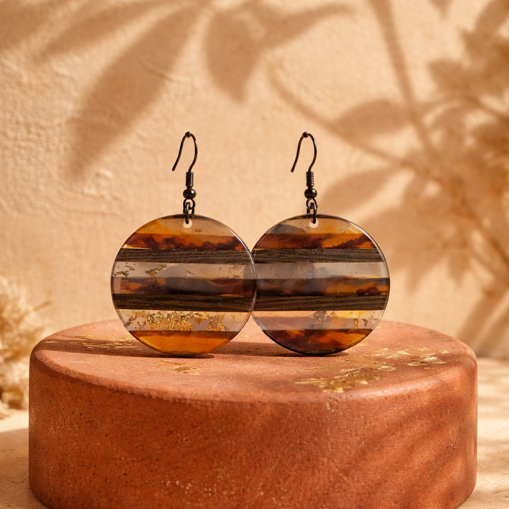 E23 Nature-Inspired Handcrafted Resin Earrings