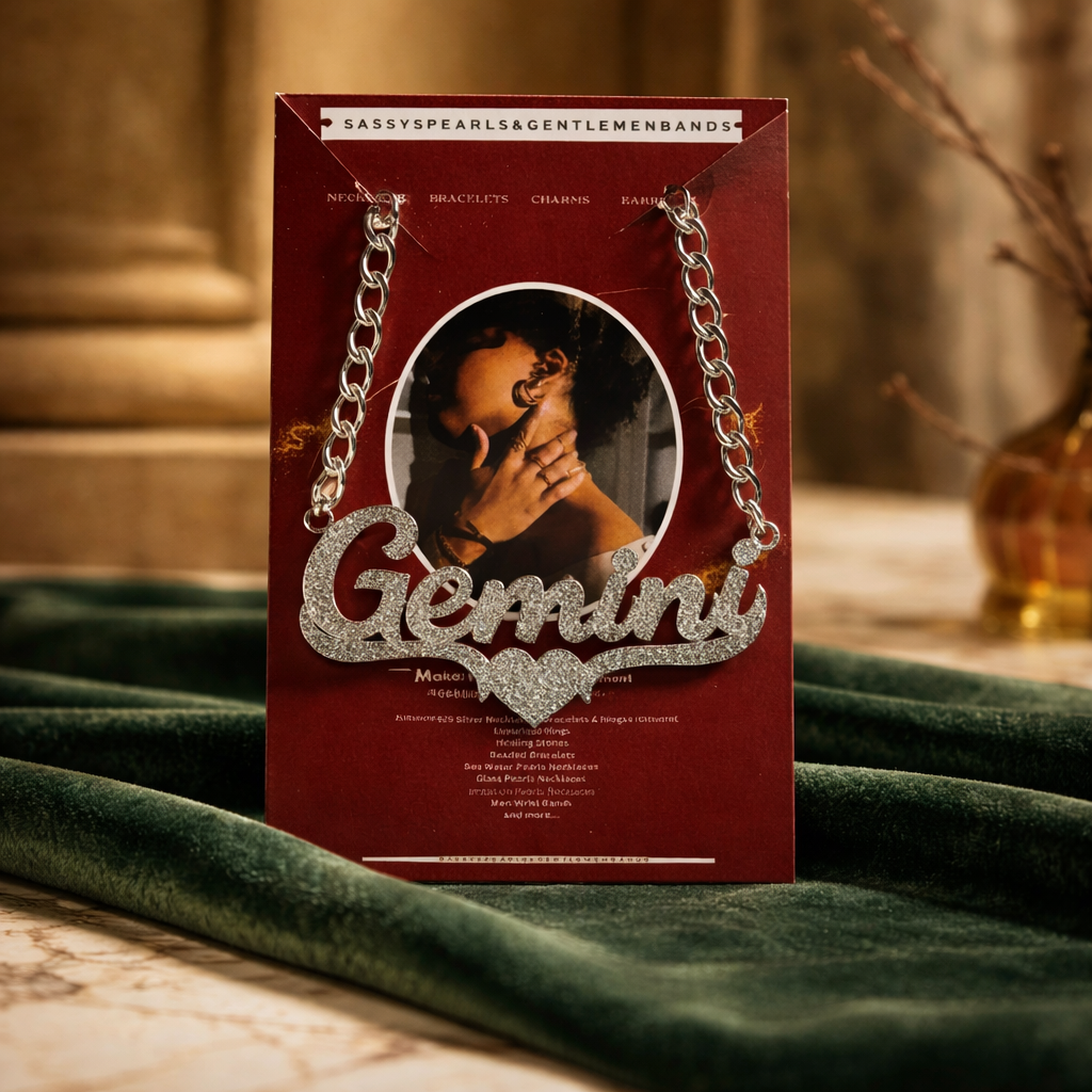DT46 Gemini Zodiac Nameplate Necklace
