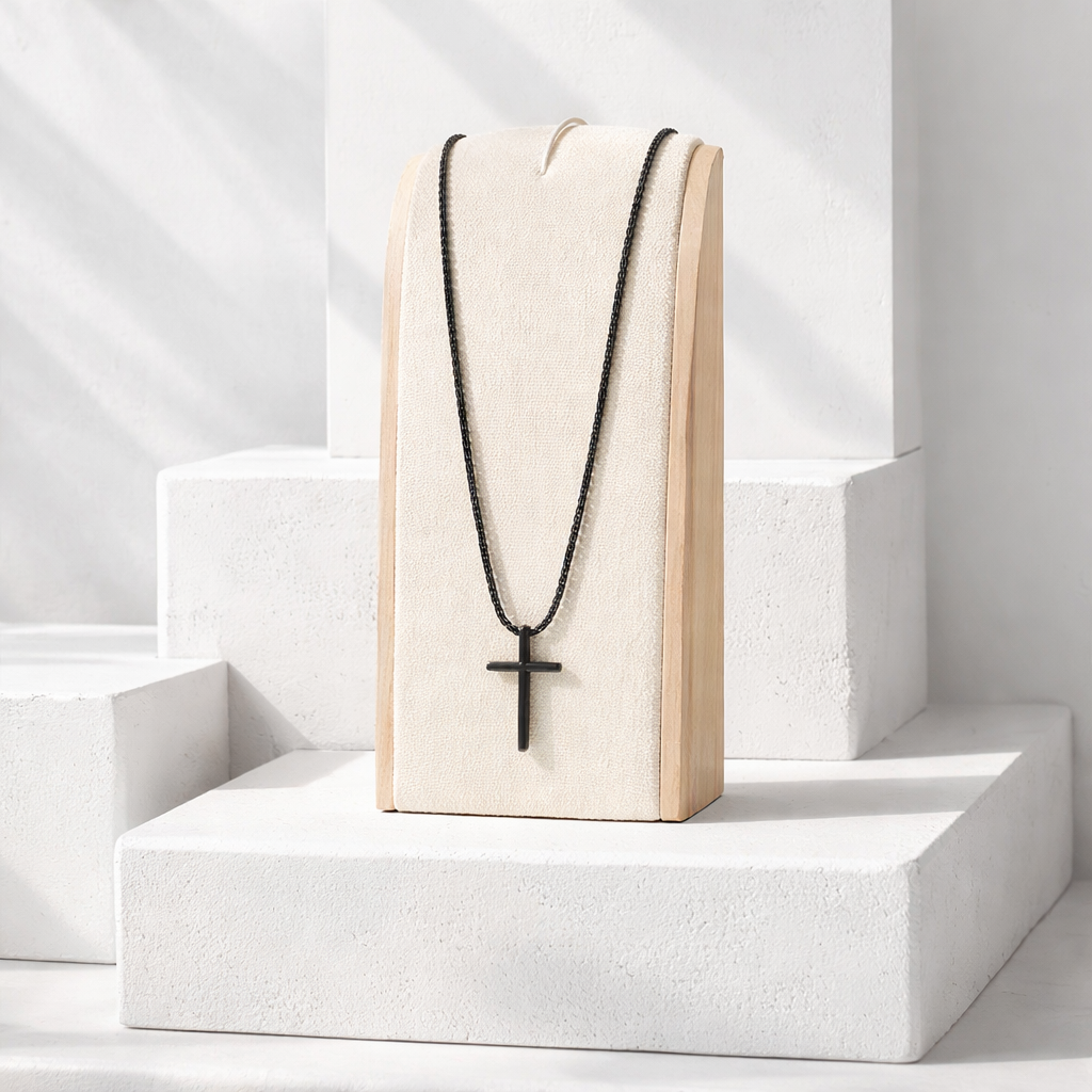 Black Stainless Steel Cross Necklace