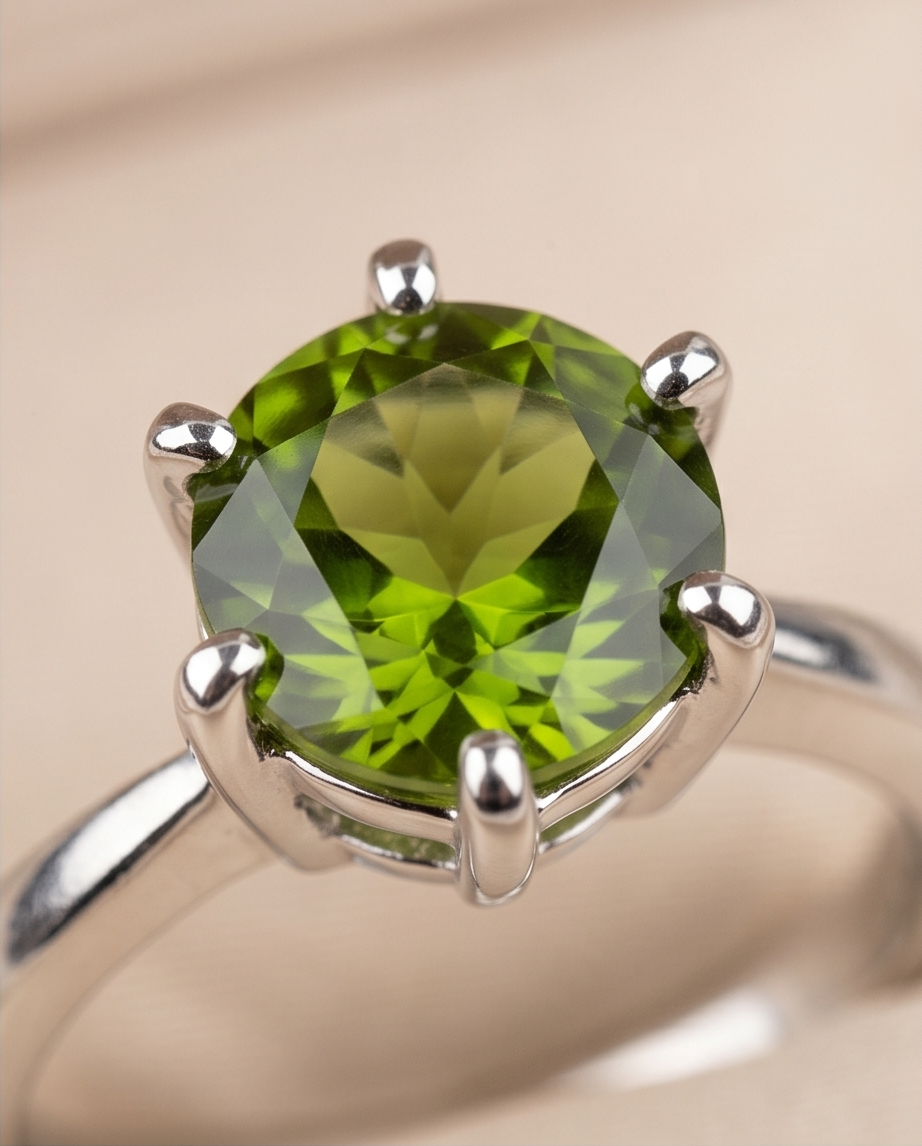 Green Peridot Gemstone Ring