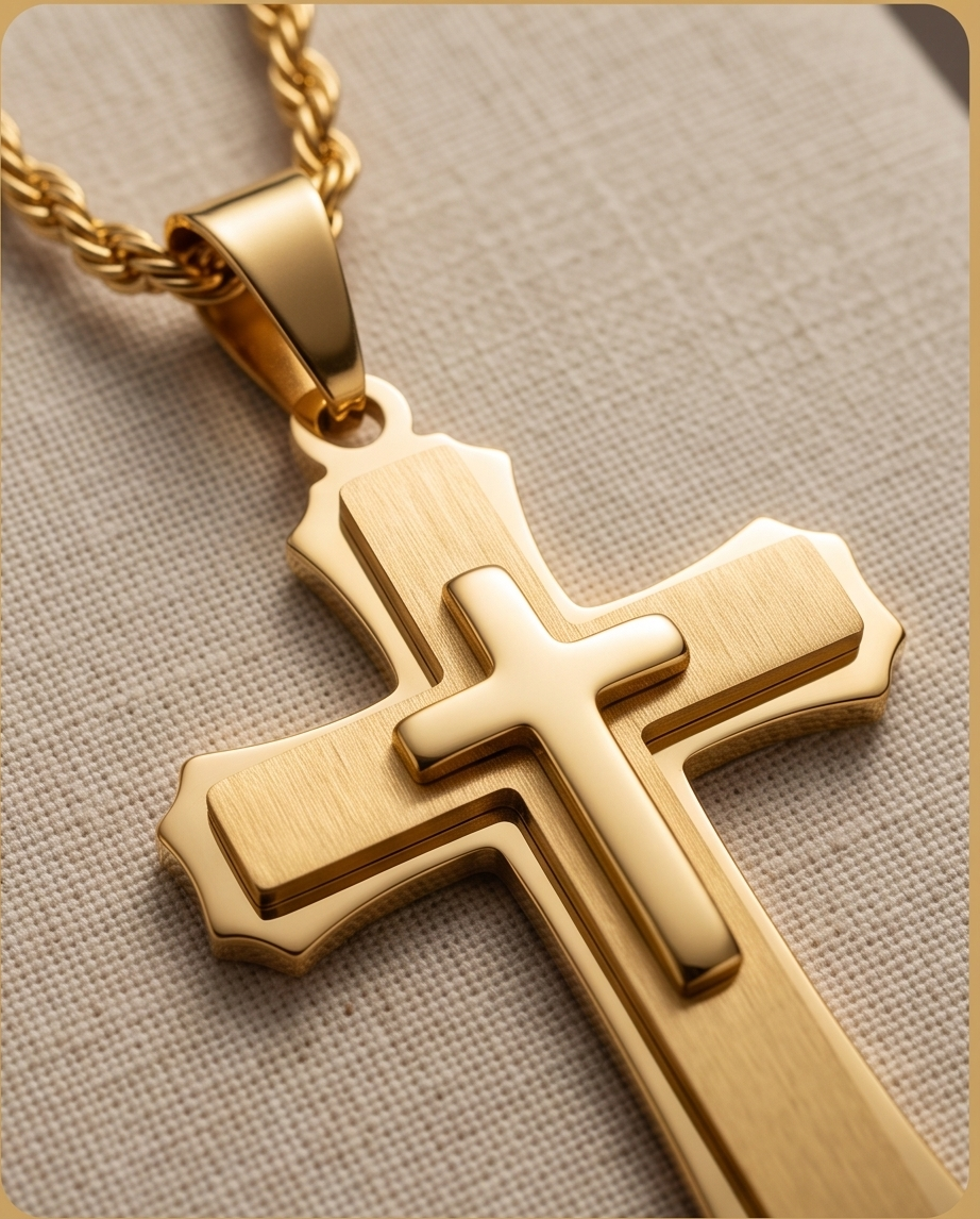 Gold-Plated Cross Pendant Necklace