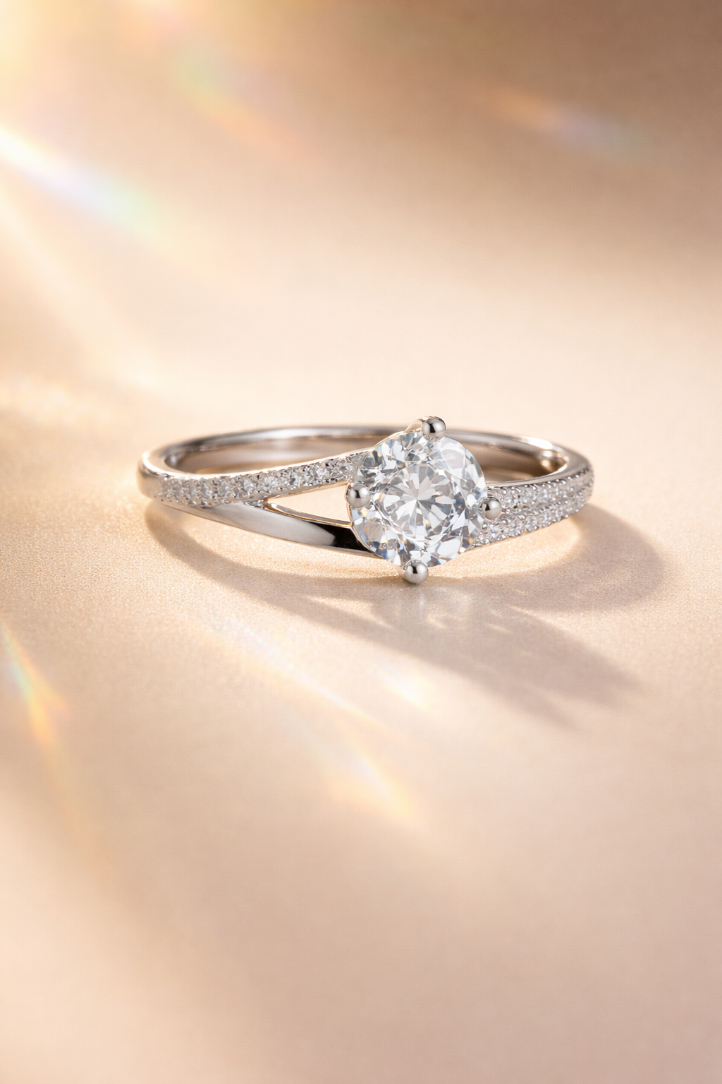 STA124 S925 Sterling Silver Diamond Engagement Ring Ring Box Included