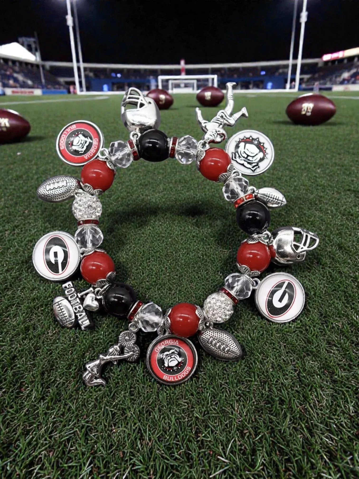 B106 Fan Charm Bracelet - Football Edition (Georgia Bull Dogs)