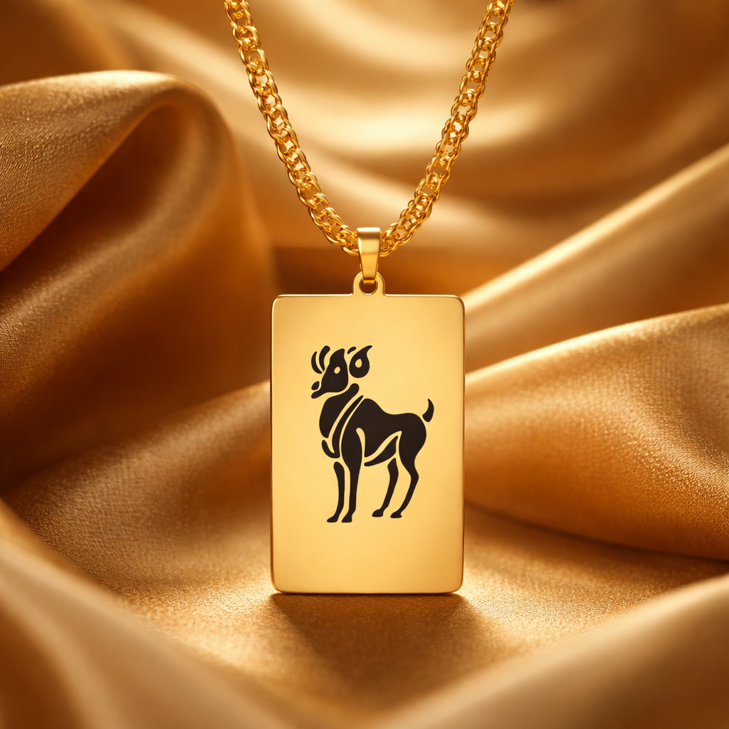 DG03 20' Aries  Gold/Silver Zodiac Tag Necklace