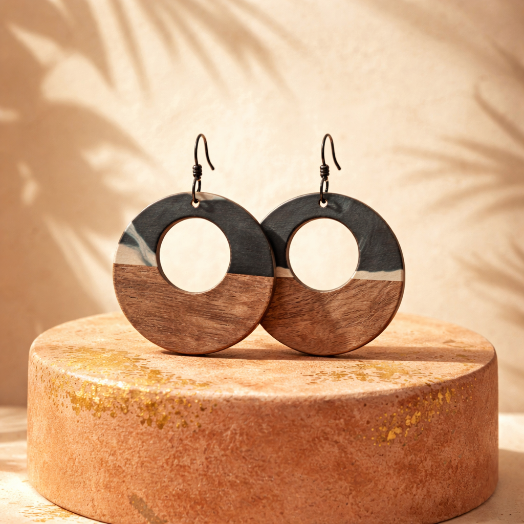 Handcrafted Wooden Hoop Earrings