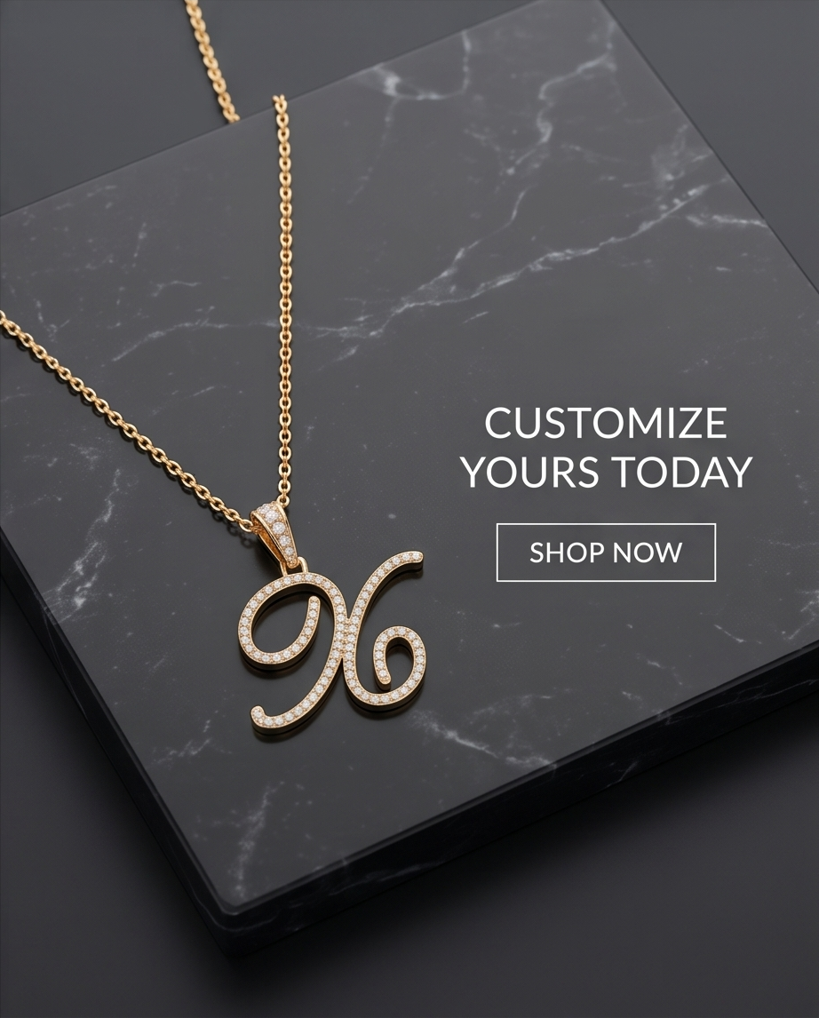 Large Multi-Cubic Gold Zirconia Shaped Letter "X" With Red Box and Option for Herringbone Necklace (Limited of Edition) $27.99 Elegance Gold Necklace