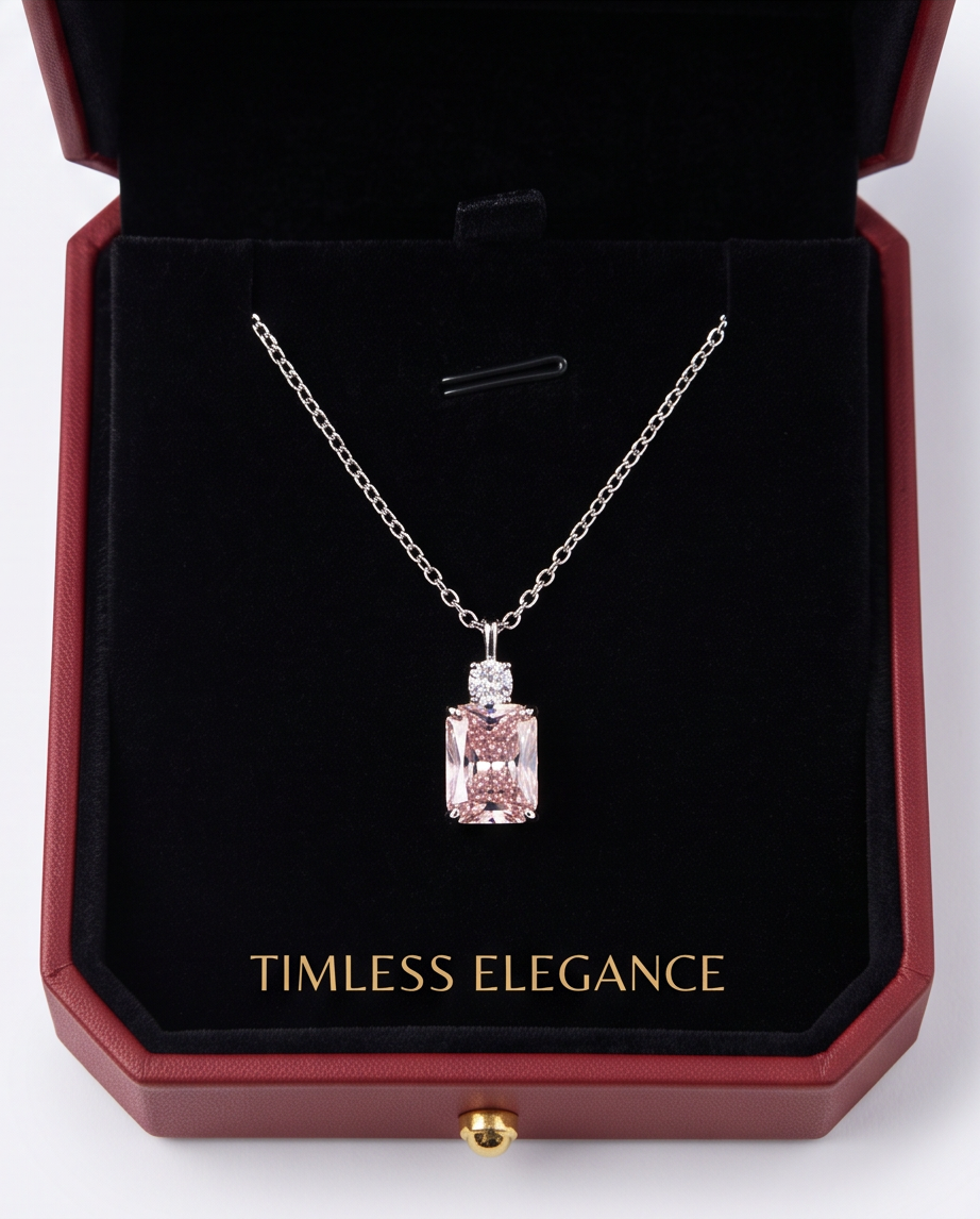 Radiant Pink Gemstone Pendant Necklace