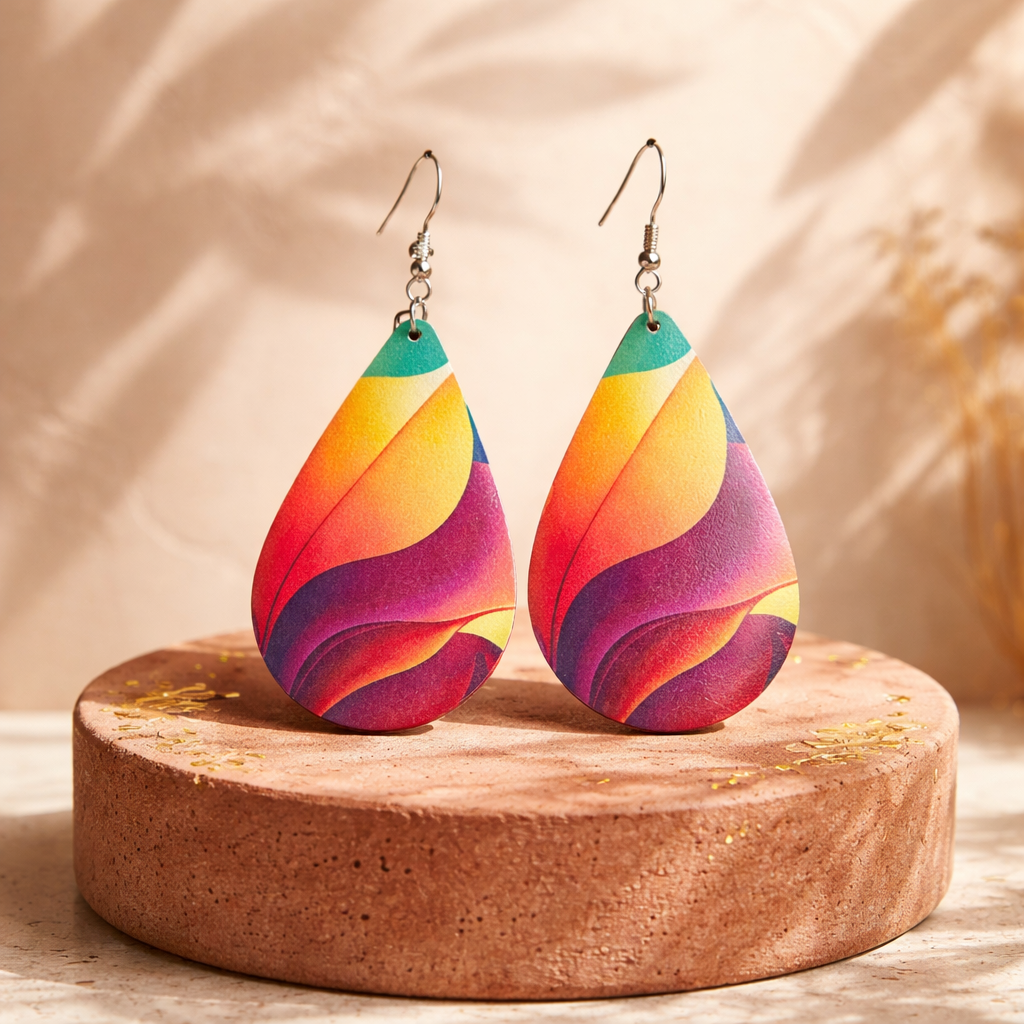 E21 Vibrant Rainbow Teardrop Earrings