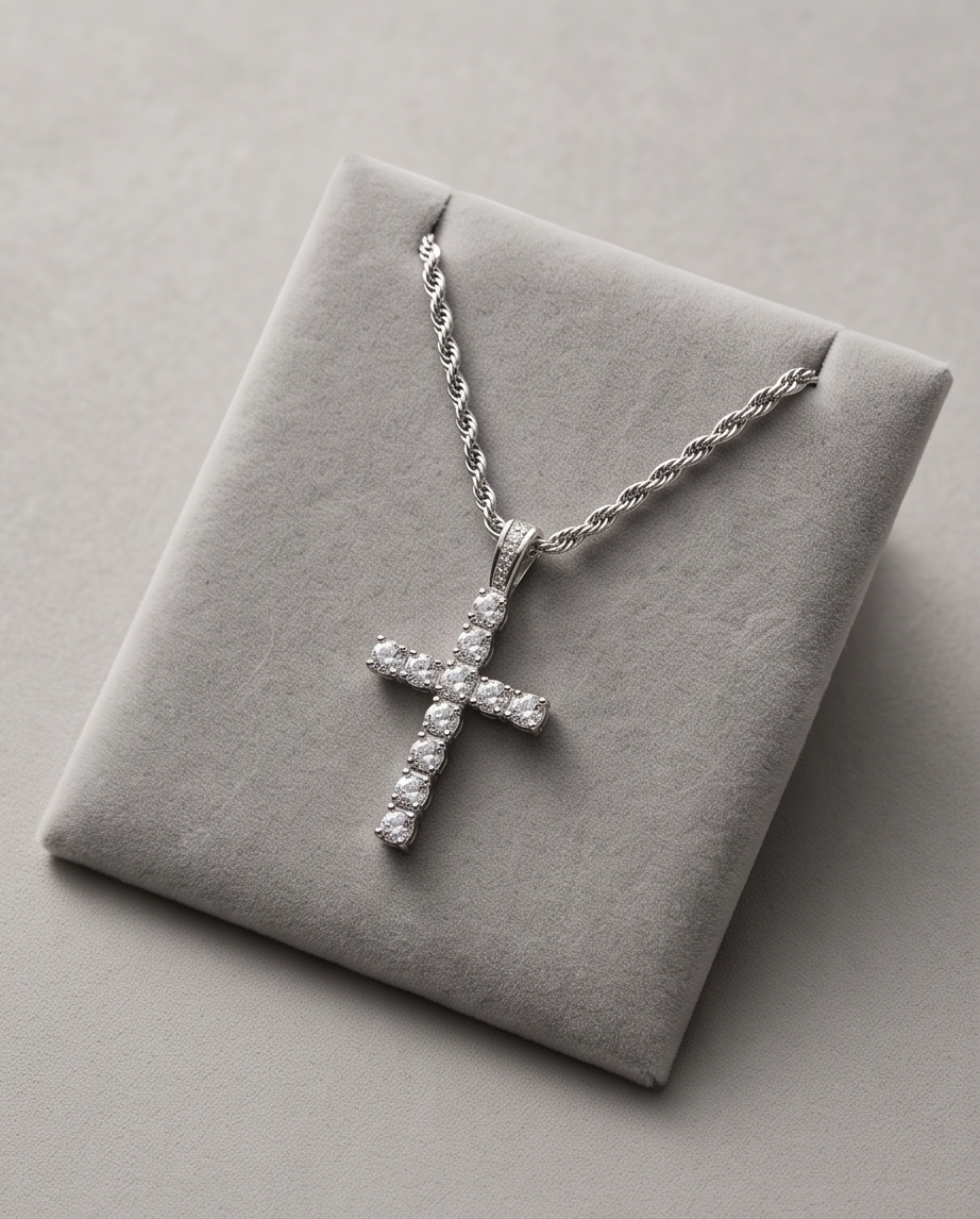 Cubic Zirconia Cross Pendant Necklace