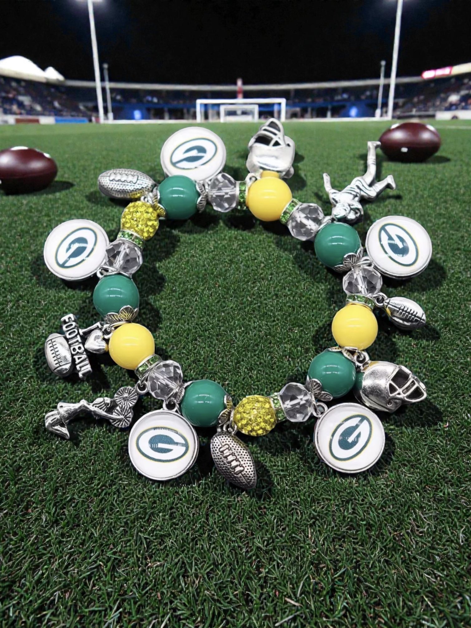 B108 Fan Charm Bracelet - Football Edition Green Bay Packers