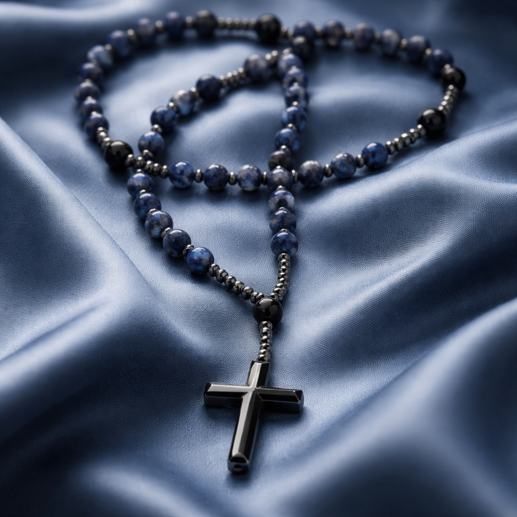 Blue Serenity Rosary Necklace