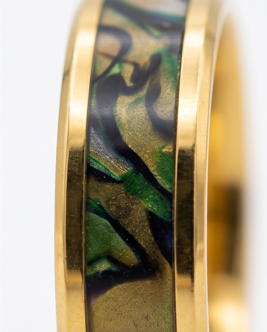 Stainless Steel  Camouflage  Elegance Gold Plated Ring