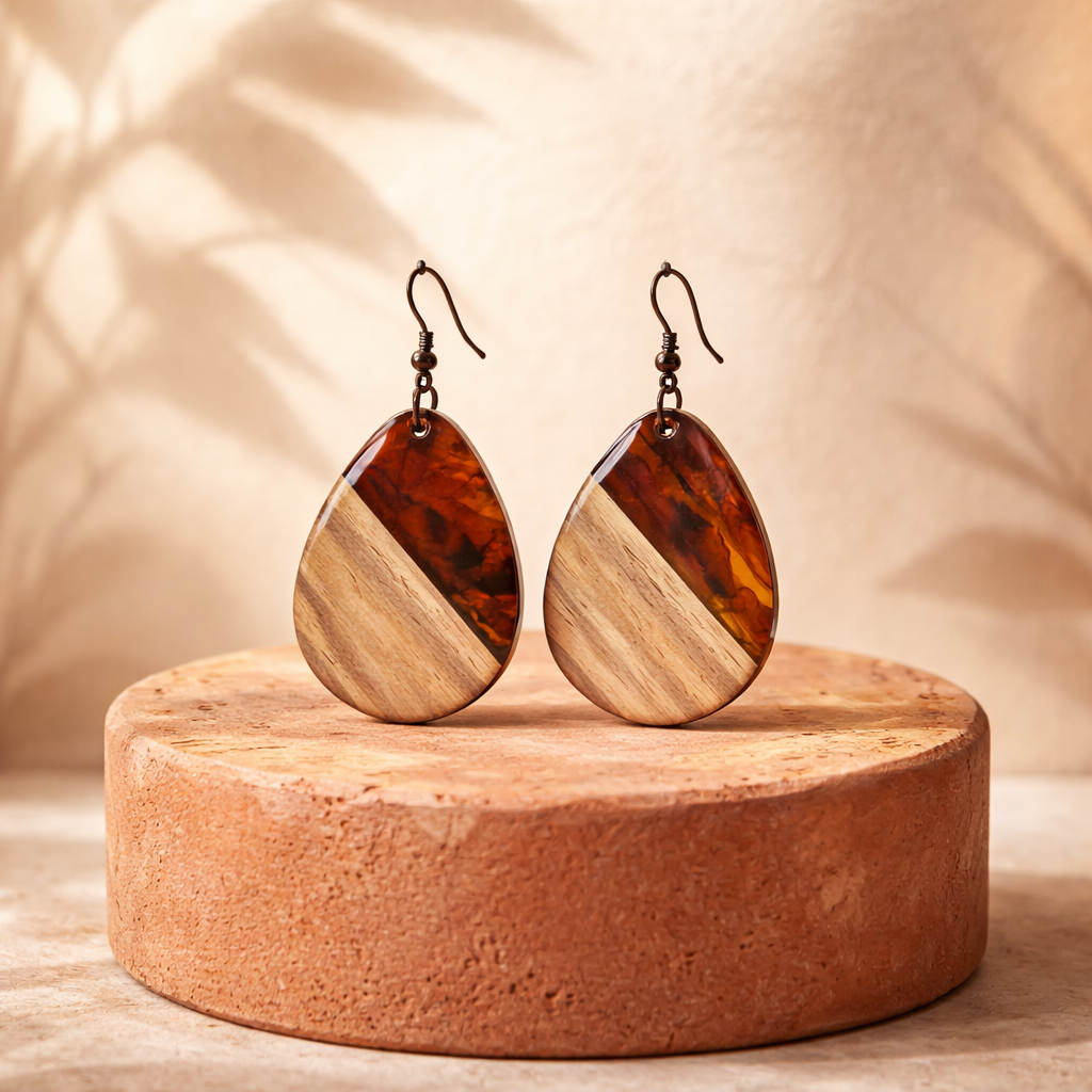 E08 Hyperallergic Natural Harmony Teardrop Earrings