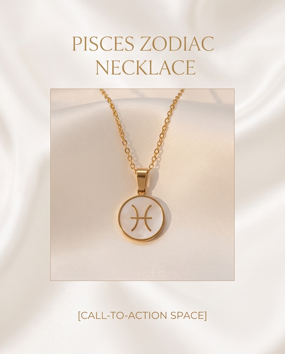 18' Zodiac Pisces 14K Gold Plated Necklace