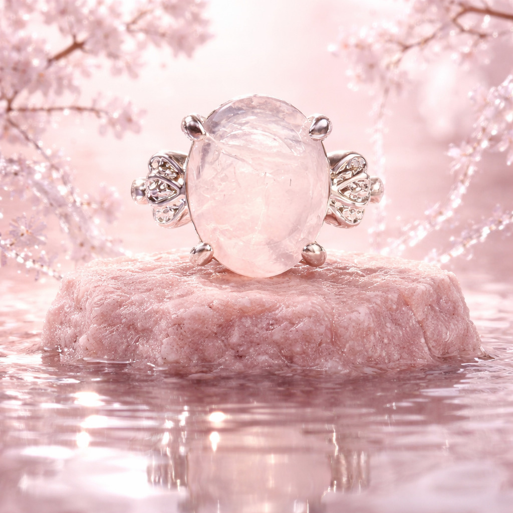 SR895 Serenity Rose Quartz Silver Ring Only Ring Size -5.5