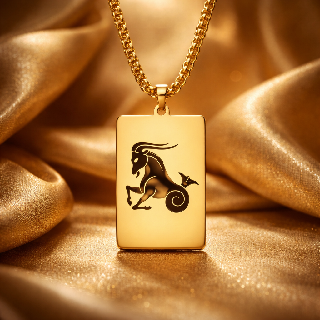 BG04 20' Capricorn Gold/Silver Zodiac Tag Necklace