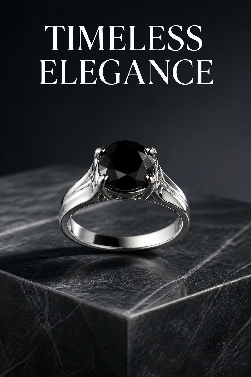 Timeless Black Gemstone Solitaire Ring