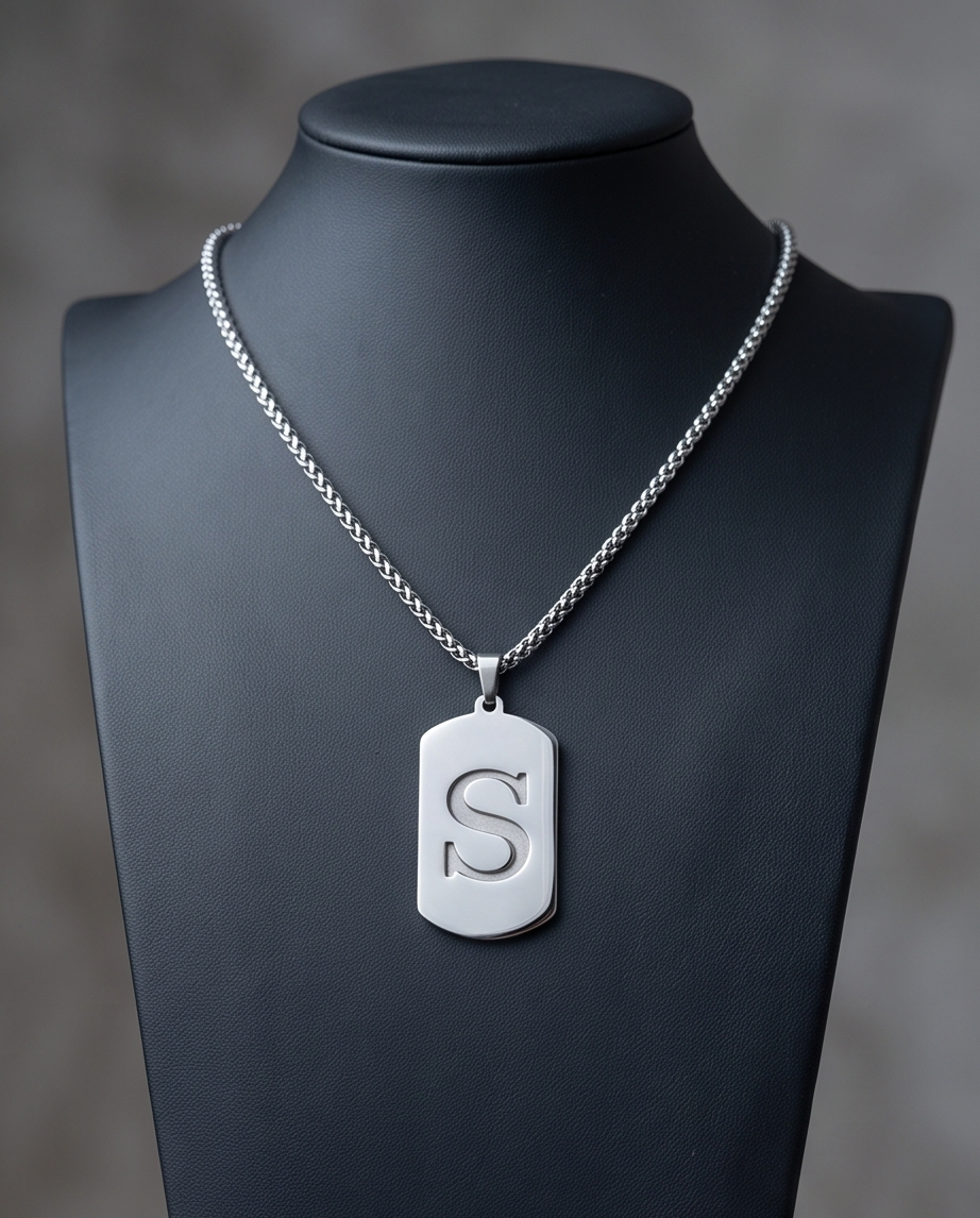Personalized Initial Dog Tag Necklace