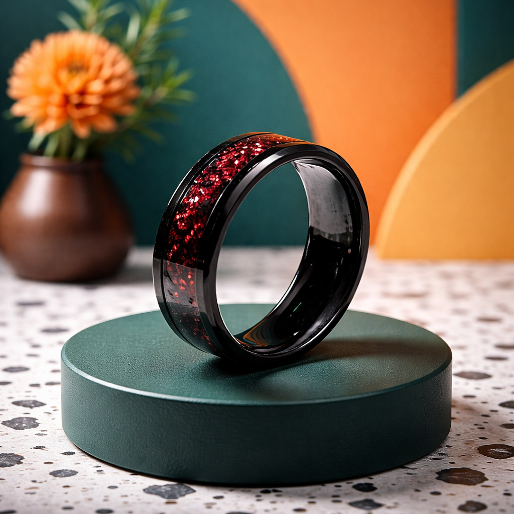 BB008 Black Onyx and Crimson Ulster Ring