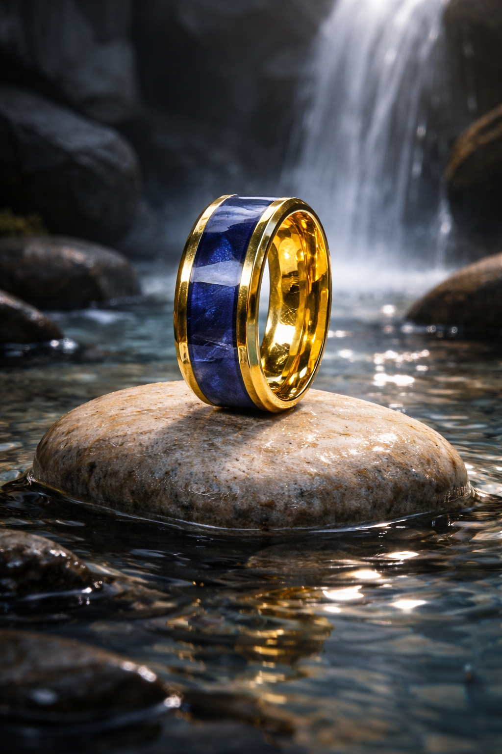 HR002 LuxBlue Serenity Gold Ring