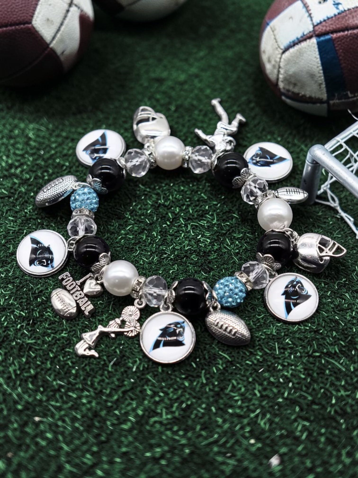 B1t4 Fan Charm Bracelet - Football Edition Carolina Panthers