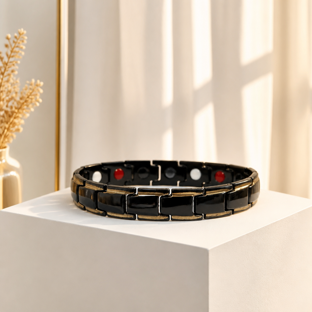 S219 Magnetic Therapy Bracelet - Gold & Black