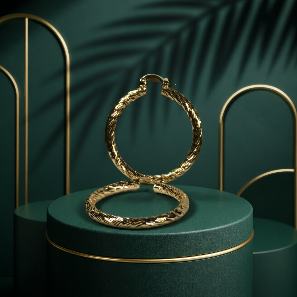 ER010 Elegant Gold-Plated Twisted Hoop Earrings