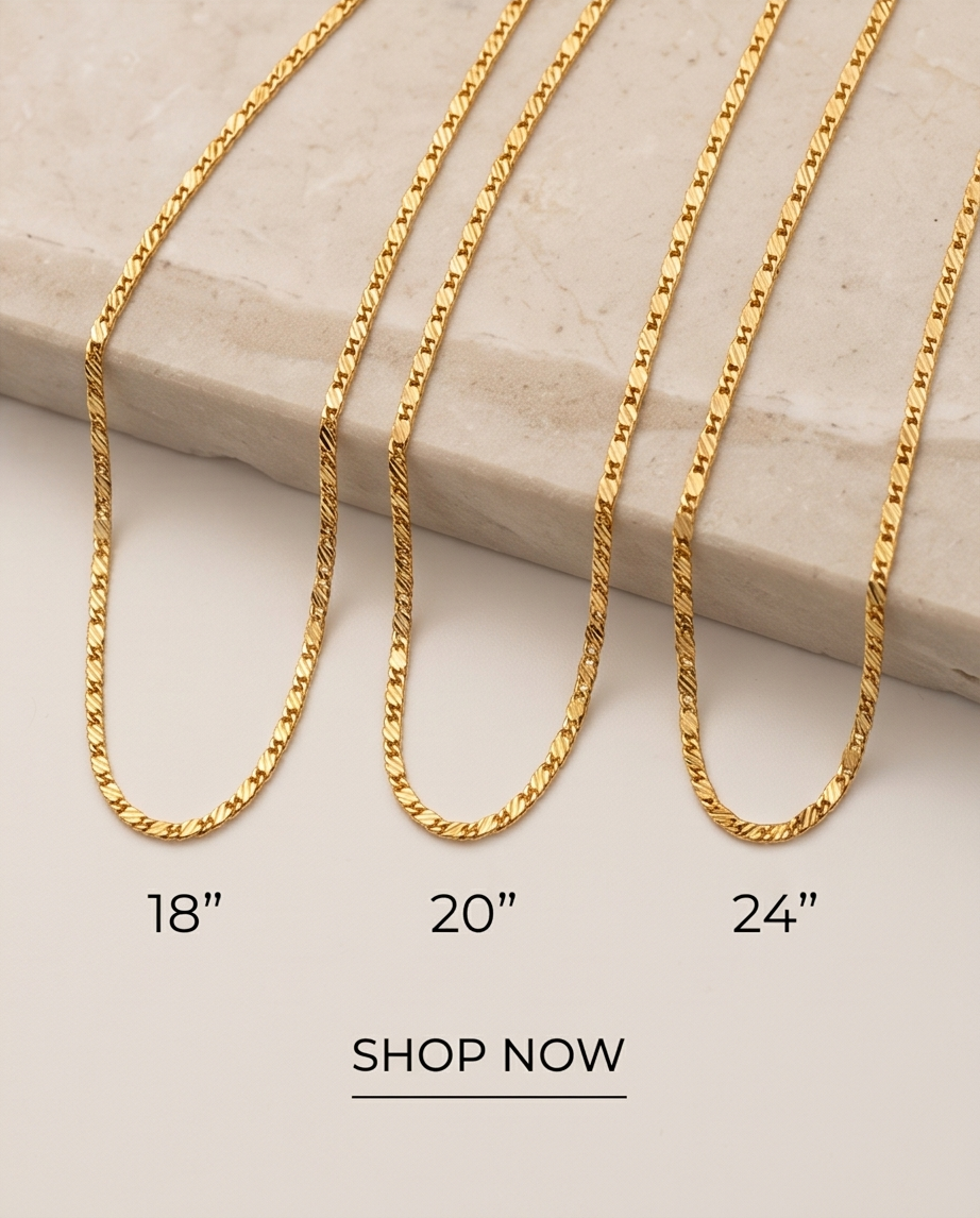 Geometric Chains Elegant Gold Tone Chain Necklace