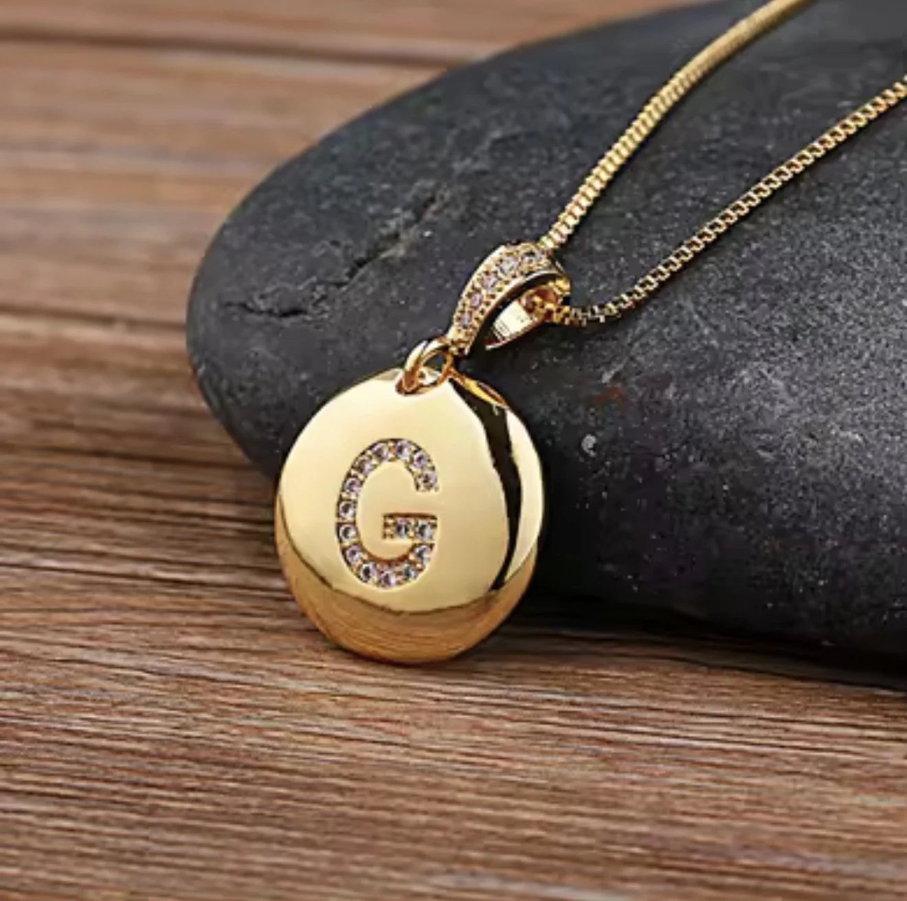 Golden Initial 'G' Pendant Necklace