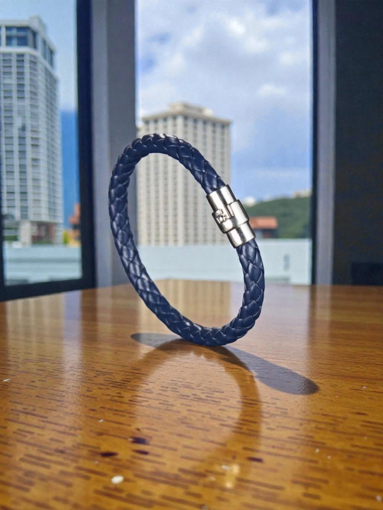 BL028 Braided Leather Bracelet with Magnetic Clasp