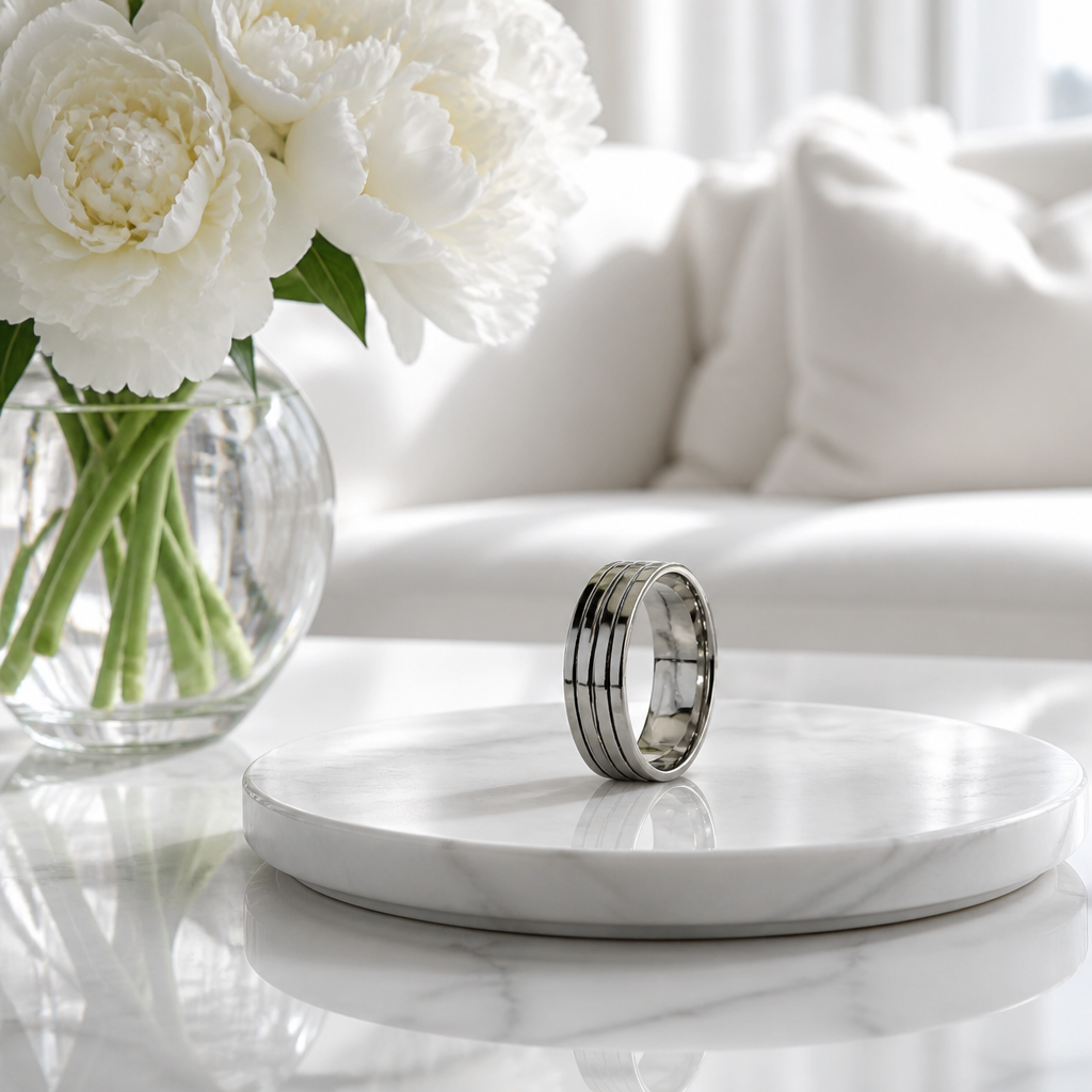 Stainless Steel Multi-Line Band Ring
